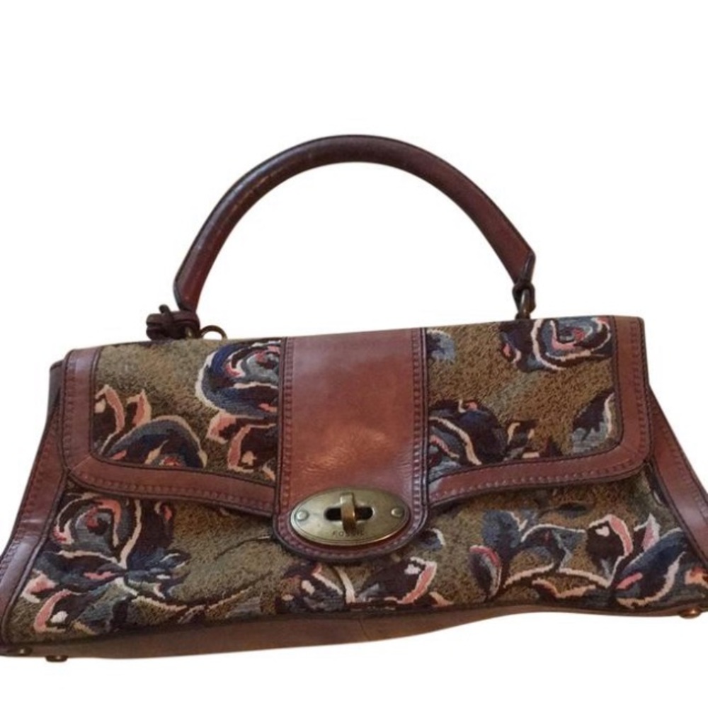 Vintage Fossil floral embroidered satchel.